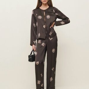 Reformation Eloise Silk Two Piece Set in Palace